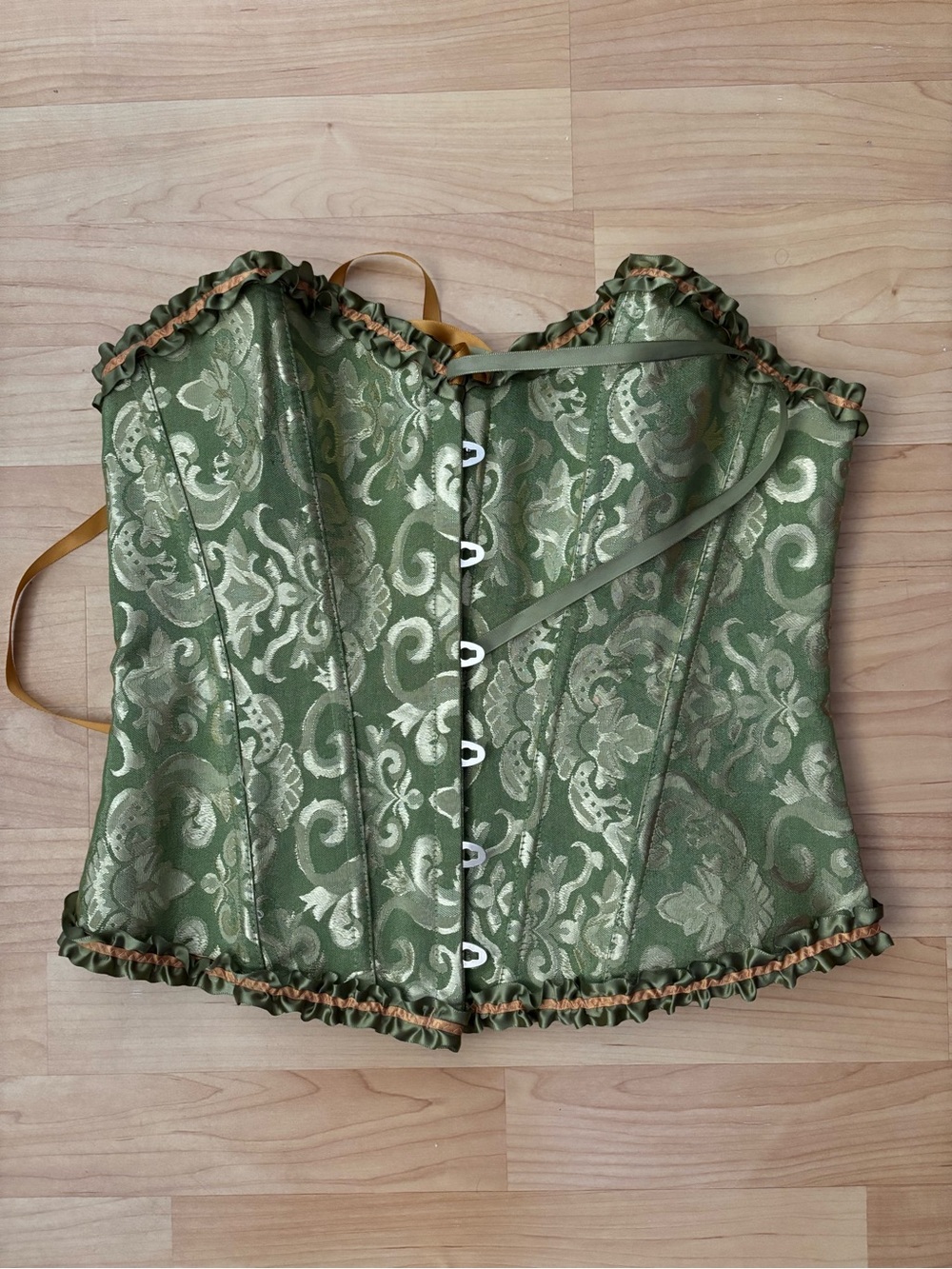 Green Brocade Corset Top